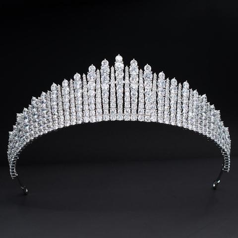 2022 Design Cubic Zirconia Princess Tiara Diadem for Bridal Wedding Hair Jewelry Accessories Hairpieces CH10345 ► Photo 1/6