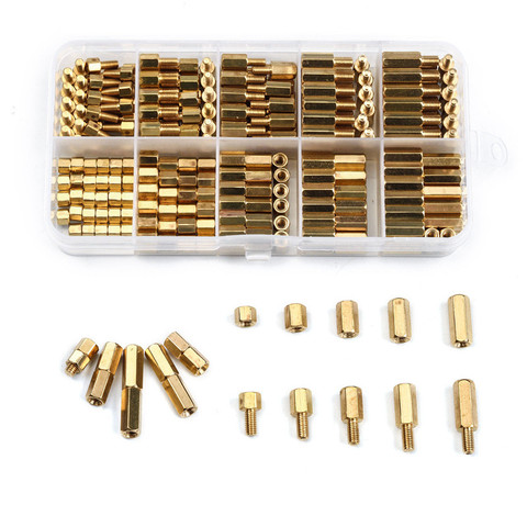 ZENHOSIT M2/M3 Hex Head Brass Standoff Spacer Screws Threaded Pillar 300Pcs Male/Female Electric PCB Circuit Board Stand Off Kit ► Photo 1/6