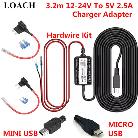 3.2m 12v-24v to 5v 2.5A Mini Micro USB Car Dash Camera Charger Adapter Cam Hard Wire DVR Hardwire Kit for XiaoMi 70Mai YI 360 ► Photo 1/6