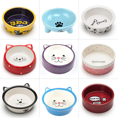 New Dog Cat Bowls Ceramic Travel Cartoon Letter Cat Feeding Feeder Water Bowl for Pet Dog Cats Puppy Outdoor Food Dish ► Photo 1/6