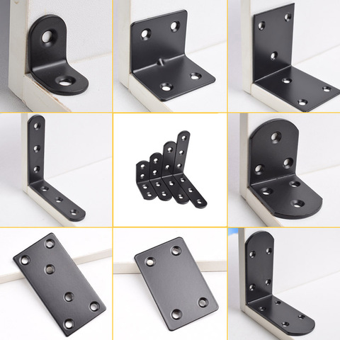 Black Stainless Steel or Iron Angle Bar 90 Degree Right Angle Fixed Block  Angle Bracket L-Type Hardware Furniture Connector ► Photo 1/4