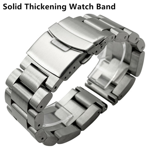 Solid Thickening 5.5mm 316L Stainless Steel Watchbands Silver 22mm 24mm 26mm Metal Watch Band Strap Wrist Watches Bracelet ► Photo 1/6