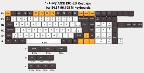 124-key Spanish Layout European ANSI ISO-ES OEM PBT Keycaps for Cherry MX Switches of Mechanical Keyboard Free Shipping ► Photo 1/6