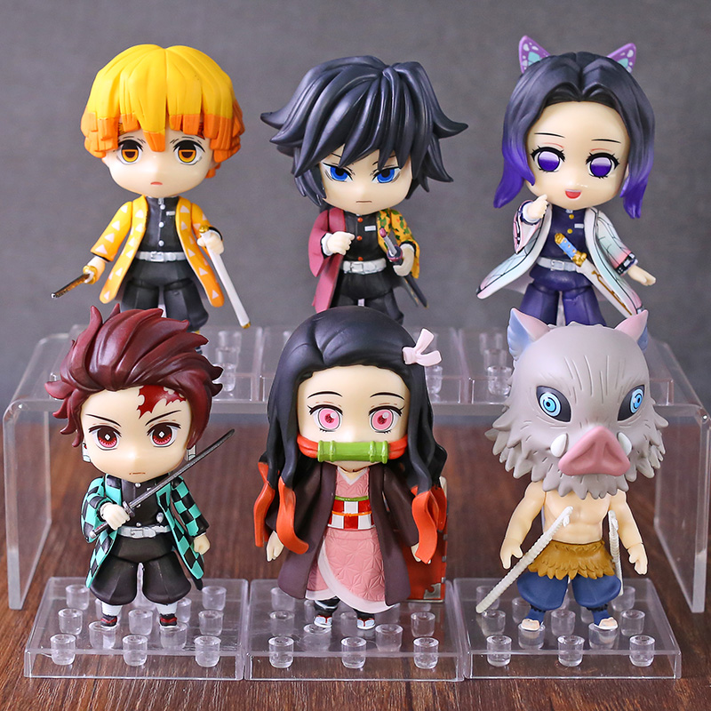 Buy Online Kimetsu No Yaiba Tanjirou Nezuko Inosuke Zenitsu Giyuu Shinobu Pvc Action Figures Q Version Figurine Toy Alitools