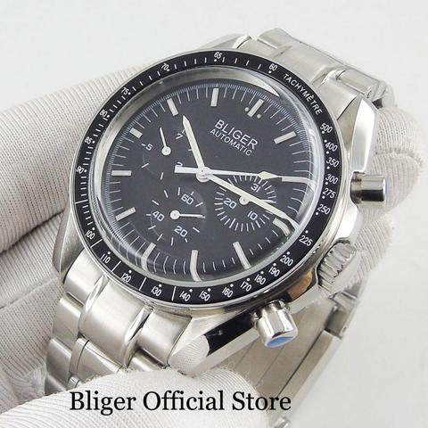 BLIGER Men's Watch Black Dial Mental Strap Date Indicator 40mm Watch Case Popular Wristwatch ► Photo 1/5