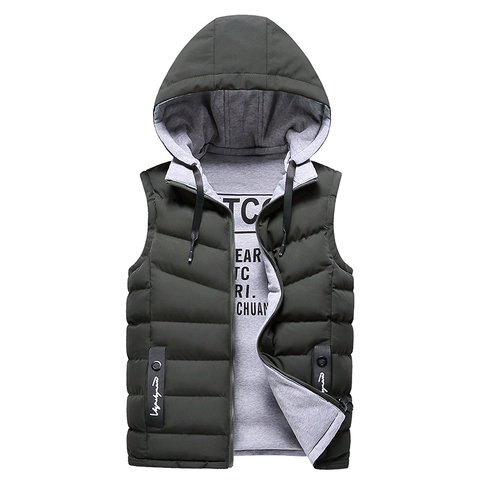 New Winter Warm Vest Down Vest Men Casual Waistcoat Sleeveless Jackets Autumn Men Hooded Vest Worn On Both Sides Hat Detachable ► Photo 1/6