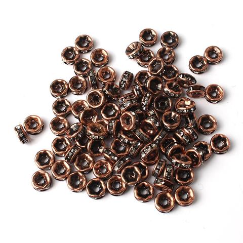 100pcs/lot Red Copper Rhinestone Rondelle Crystal Bead Big Hole Loose Spacer Beads for DIY Jewelry Making Accessories Supplie ► Photo 1/1