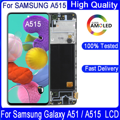 100% Original SUPER AMOLED 6.5'' For Samsung Galaxy A51 A515 A515F A515FD LCD display Touch Screen with frame Digitizer Assembly ► Photo 1/6