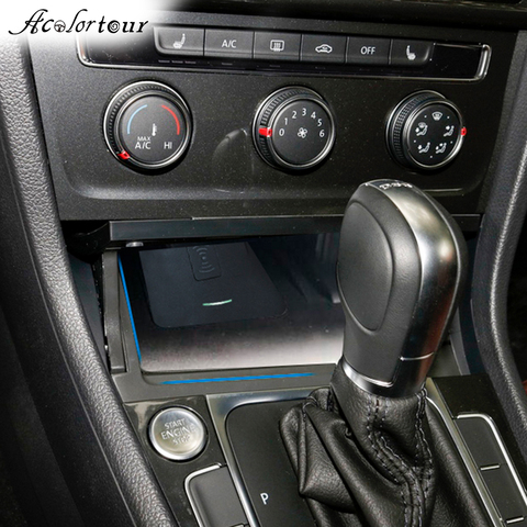 Car storage box with fast charging organizer phone holder for volkswagen golf 7 MK7 tray 10W wireless charger for iphone 11 ► Photo 1/6