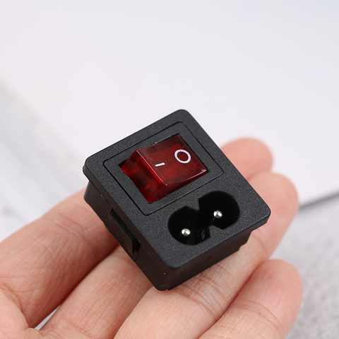 Hot Sale 250V AC Red Rocker Switch Fused Inlet Power Socket Fuse Switch Connector Plug Connectors Dielectric Intensity ► Photo 1/6