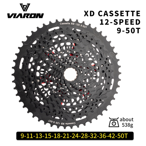 VIARON MTB 12 Speed 9-50T Cassette XD Sprocket Black12S 50T Cassette for Sram Bicycle Freewheel ► Photo 1/4