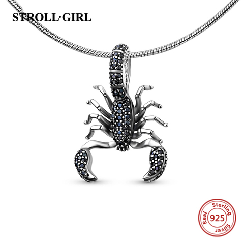 Fine Animal Black Scorpion Pendant with Black Charm 925 Silver Sterling Beads Fit Original European Bracelet Jewelry Gift ► Photo 1/6