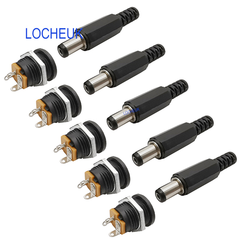 5.5 x 2.1mm 12V 3A DC022 Plastic Male Plugs Female Socket Panel Mount Jack 5.5*2.1mm DC Power Connectors Electrical Supplies ► Photo 1/6