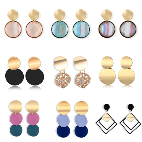 Women Geometric Drop Earrings Fashion Jewelry 2022 Korean Style Statement Dangle Pendientes Earring Brincos ► Photo 1/6
