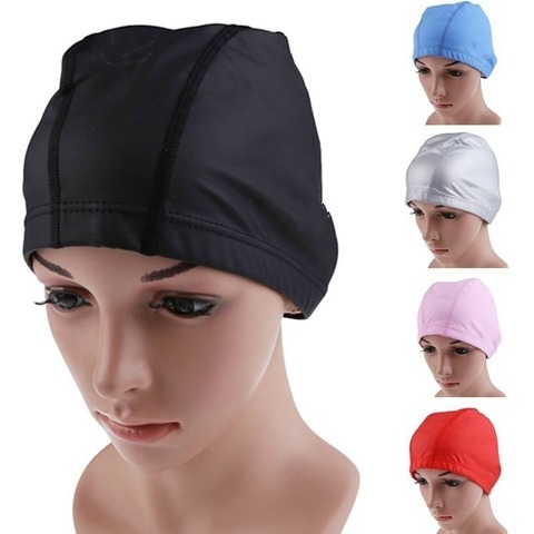Adult Swimming Cap Elastic Solid Color Unisex Swimming Cap Stretch Waterproof Protect Ear Hat for Swimming Women and Men ► Photo 1/6