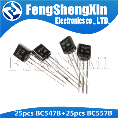 50pcs/lot 25pcs BC547+ 25pcs BC557 BC557B BC547B TO-92 transistor ► Photo 1/1