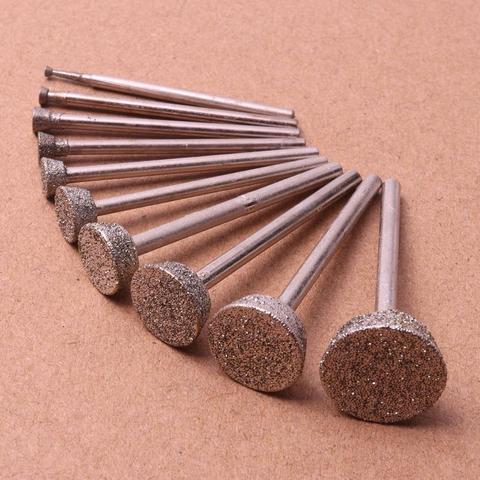 10 PCS Diamond Grinding Head Burrs Bits 2mm to 16mm Dremel Rotary Tools  Jade Stone Carving Polishing Engraving Tool ► Photo 1/6