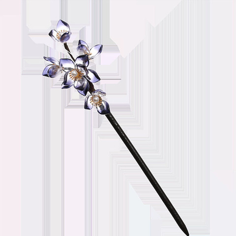 FORSEVEN New Design Women Girls Chinese Hanfu Dress Decorated Jewelry Blue Flower Pearls Hairpin Clips Wooden Hair Fork Sticks ► Photo 1/6