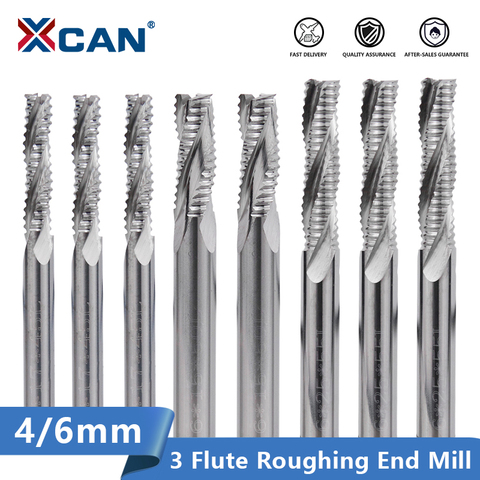 XCAN Roughing End Milling Cutter Carbide 3 Flute End Mill 4-6mm Shank Milling Cutter For Aluminum Cutting CNC Router Bit ► Photo 1/6
