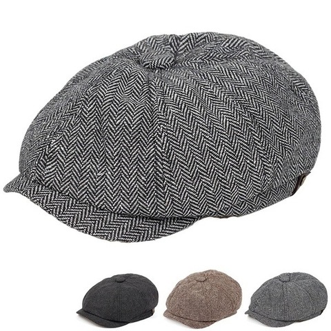 Men's Flat Top Hat Ivy Gatsby Driving Cap Autumn Winter Fashion Newsboy Hat Octagonal Hats for Men ► Photo 1/6