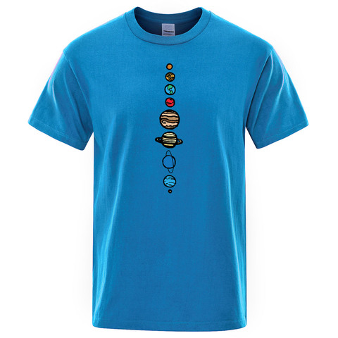 Nine Planets Mens T-Shirt Universe Solar System Men Tops Cotton Short Sleeves O-Neck T Shirt Planets Colour Vintage Tee Shirt ► Photo 1/6