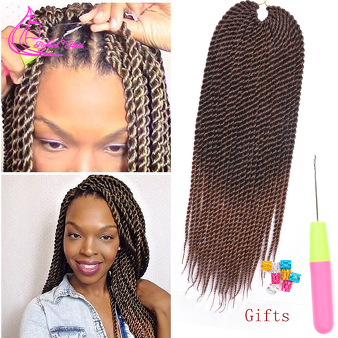 Refined Hair 0.8cm Diamater Handmade Crochet Braids Senegalese Twist Hair Extensions Ombre Brown Synthetic Braids 22Strands/pc ► Photo 1/6