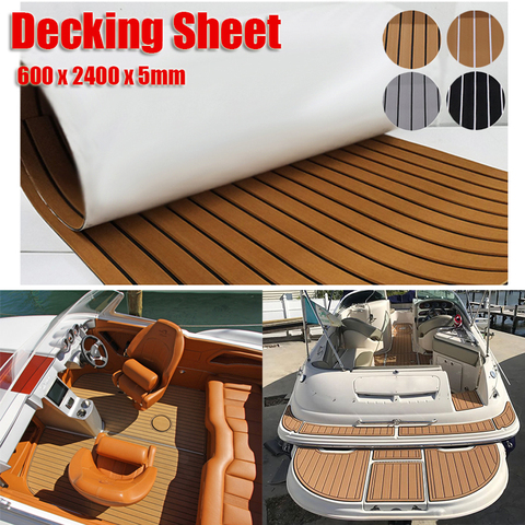 600x2400x5mm EVA Foam Faux Teak Boat Deck Mat Brown Decking Sheet Yacht Flooring Anti Skid Mat Self Adhesive Vehicle Pad ► Photo 1/6