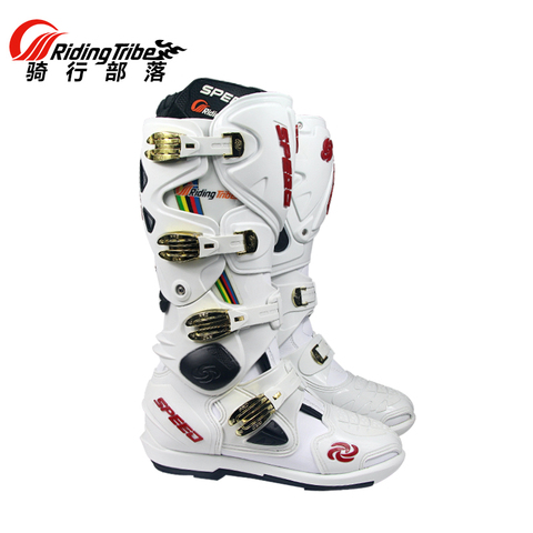 Riding Trider 100% NEW Motorcycle Boots Motocross Leather Long knee-high Shoes white black moto GP dirty bike SIZE 10-45 B1004 ► Photo 1/6