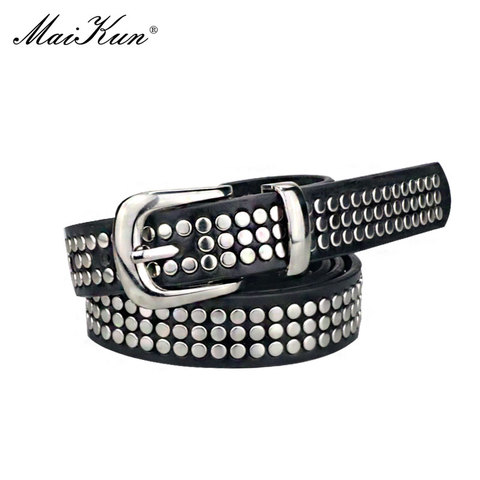 Maikun European And American Ladies PU Leather Pin Buckle Belt Punk Rivet Belts Women's Exclusive Design Luxury Waistband ► Photo 1/6