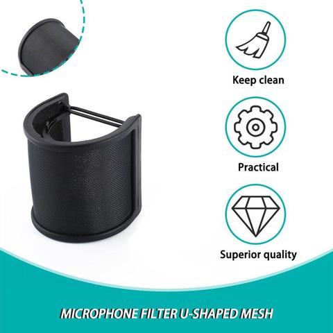 Dual Layer Recording Microphone Filter Mask Metal Mesh Shield Microphone Windscreen for Vocal Recording Youtube ► Photo 1/6