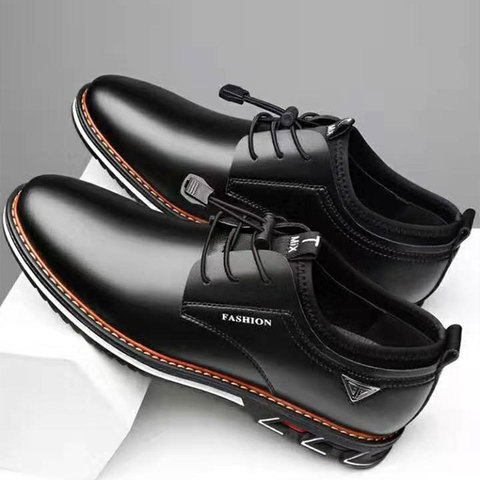 New Men Shoes Leather Cowhide Leather Shoes Men Comfortable Low-top British Casual Single Shoes Leather Shoes Formal Shoes 563 b ► Photo 1/6