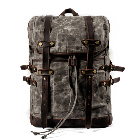 Original innovative American retro canvas with leather shoulder bag male student bag travel backpack female ► Photo 1/5