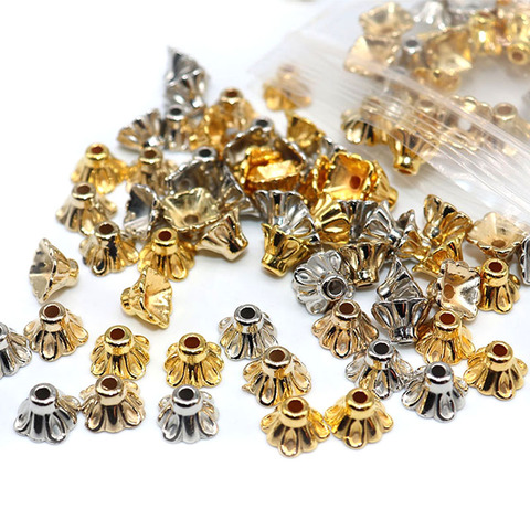 Silver Plated CCB Flower Beads End Caps 200/400pcs 7mm CCB Bead Caps Gold Color Cap Supplies No Fade Charms for Jewelry Findings ► Photo 1/6