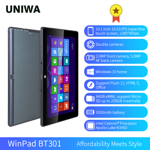 Winpad BT301 Windows 10 home 10.1inch display Tablet PC 4GB 64GB Dual Cameras 1280*800px 3500mAh Tablet PC For Work Study ► Photo 1/6