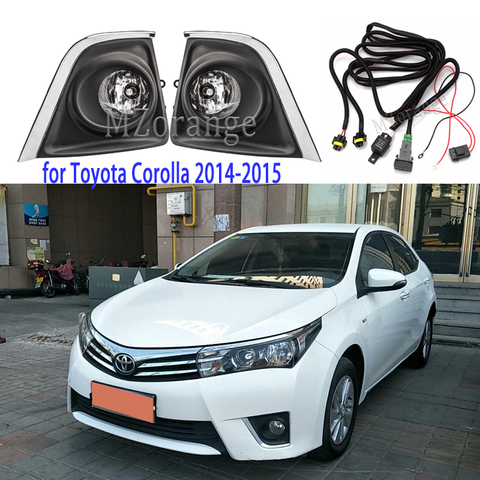 2Pcs Front Fog Lights For Toyota Corolla 2014 2015 Fog lamps with Halogen bulbs Switch Wires Grilles Covers car Clear Lens ► Photo 1/6