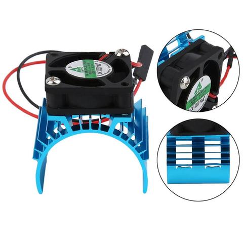 Blue RC Parts Electric Car Brushless Motor Heatsink Cover + Cooling Fan For 1:10 HSP RC Car 540 550 3650 Size Motor Heat Sink ► Photo 1/6