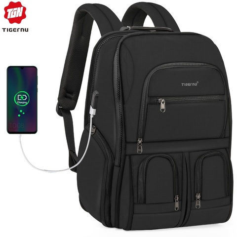 Tigernu 2022 New RFID Upgraded Anti theft Zippers Waterproof Laptop Men Backpack With USB Large Capacity Travel Bags Male Female ► Photo 1/6
