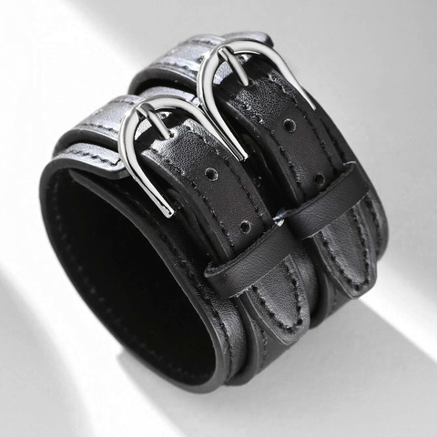 Fashion Double Belt Leather Wrist Friendship Big Bracelet for Men Bohemian Jewelry Punk Wide Bangle for Women Men Bracelet Gift ► Photo 1/6