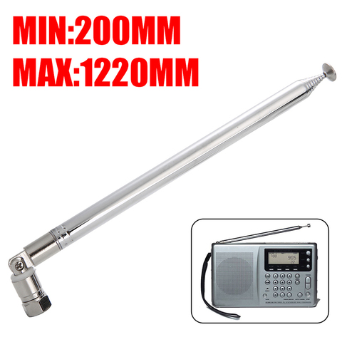 1.2m Telescopic Aerial Antenna 10 Sections Extendable FM Antenna Receiver Universal Aerial For Most F Connector DAB FM Radio ► Photo 1/6