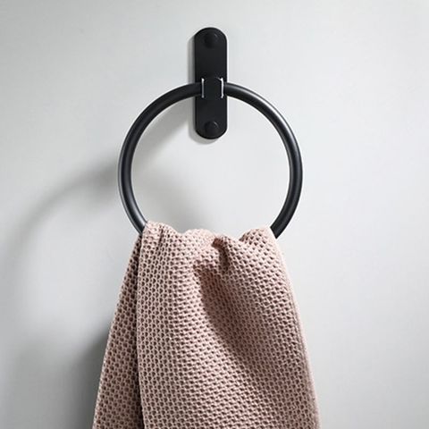 Black Space Aluminum Towel Holder Round Towel Ring Wall Mounted Towel Rack Shelf for Home Hotel Bathroom Accessories ► Photo 1/6
