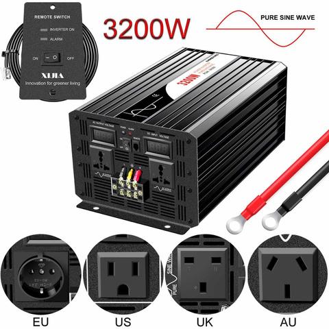 3200w 3000W pure sine wave solar power inverter DC 12V 24V 48V to AC 110V 220V digital display ► Photo 1/6