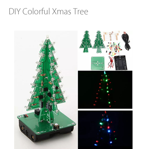 5Pcs/Lot DIY Colorful 3D Christmas Tree LED Flash Kit Xmas gift Electronic Learning Kit DIY parts Kit starter kit ► Photo 1/6