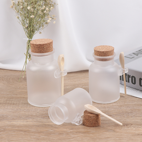 3sizes Round Cosmetic Empty Matte Cork Jar Bath Salt Bottle Container Refillable Bottles With Wood Spoon Storage Bottles ► Photo 1/6