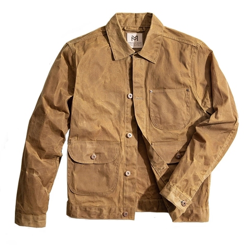 Maden Oil Wax  Jackets For Men Pocket Khaki Denim Pocket Jacket Vintage Casual Coat Cotton Solid Slim Jackets Tops ► Photo 1/6