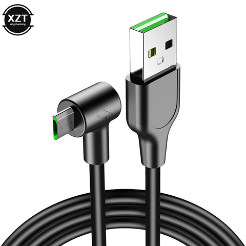 Micro USB Cable 90 Degree Elbow Nylon Braided 1M 1.5m 2m Fast Charging 3A Charger Data Cables for Samsung S7 Xiaomi Redmi ► Photo 1/1