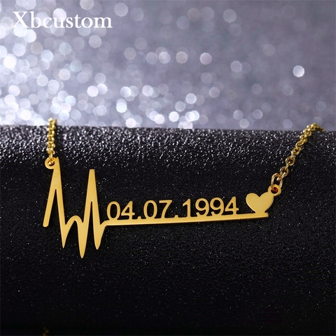 Personalized Year Necklace Stainless Steel Heart Choker for Women Man Customized Nameplate Necklaces Girlfriend Birthday Gift ► Photo 1/6
