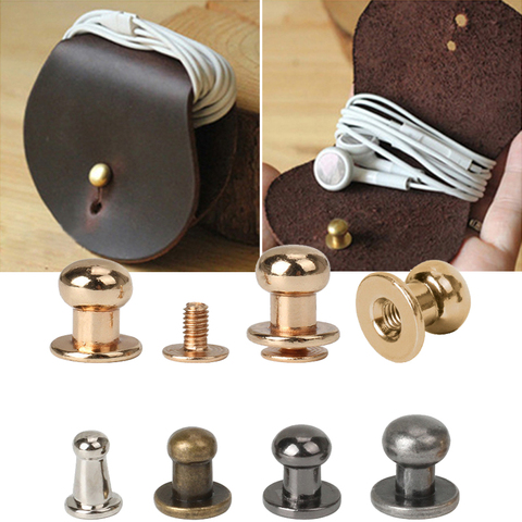 10Pcs Round Head Solid Brass Stud Spot Screwback Back Leather Bag Accessaries Screw Nail Rivet Nipple Buckle ► Photo 1/6