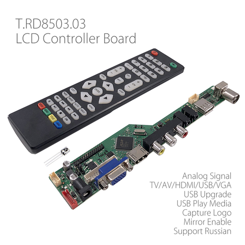 T.RD8503.03 Universal LCD LED TV Controller Driver Board TV/PC/VGA/HDMI/USB Interface 8.9-42 inch Matrix Russian ► Photo 1/6