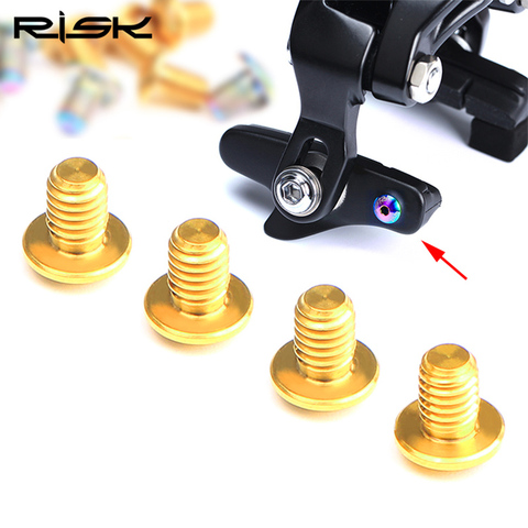 RISK TC4 Titanium Road Bike C-Brake Pad Fixing Bolts 4pcs/lot Bicycle C-Caliper Brake Locking Skin Screws For Road Clamp Brake ► Photo 1/6