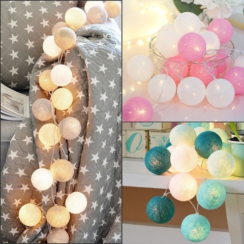 20 LED Cotton Ball String Lights Battery Operated Colorful Garland Fairy Lights for Home Wedding Christmas Party Outdoor Decors ► Photo 1/6